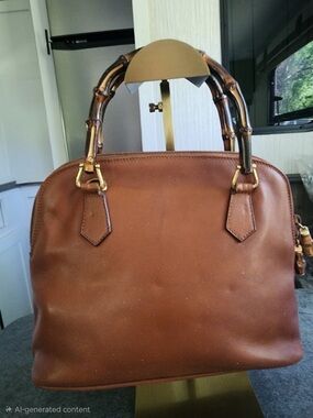 Gucci Lady Diana Brown Leather Tote with Bamboo Handles